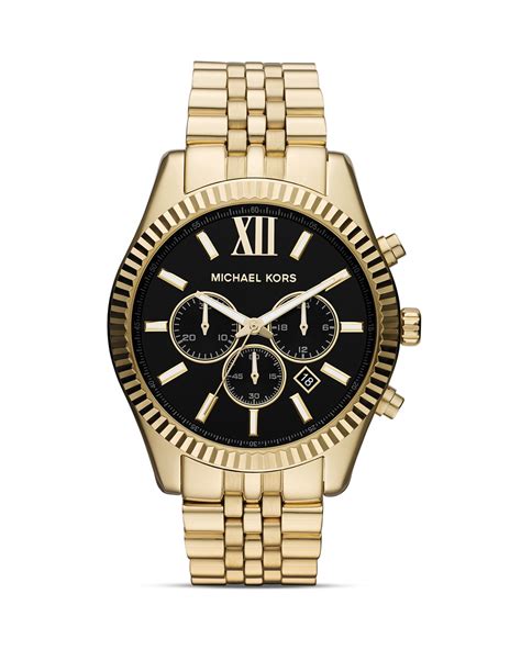 michael kors gold plated watch mens|Michael Kors lexington chronograph watch.